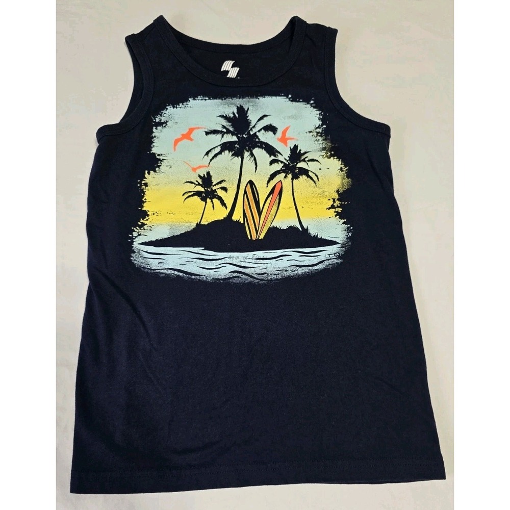 Place Sport Boy's Medium Tank Top Navy Blue Beach Theme